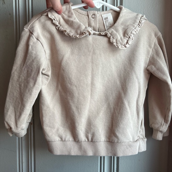 2T Beige H&M Ruffle Collar Basic Pullover - Picture 1 of 3
